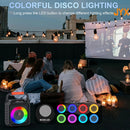 Maquina de Karaokê T17 Caixa de Som Bluetooth portátil, luzes coloridas RGB e vem com 2 microfones sem fio.