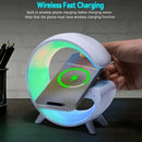 Carregador sem fio multifuncional com suporte, alto-falante, cartão TF, luz noturna RGB e estação de carregamento rápido para iPhone 16 15, Samsung, Xiaomi e Huawei.